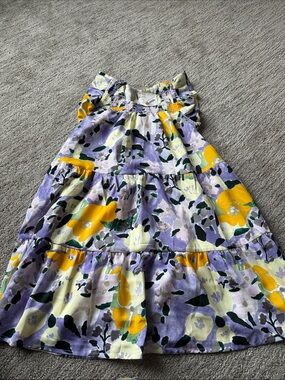 Hayden Girls Floral Tiered Dress in Purple, Yellow, Green, White